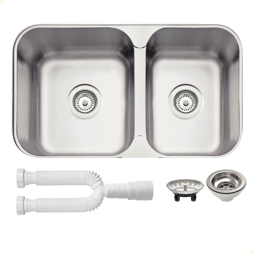 Cuba Dupla Tramontina Isis 2C 34-28 BS Perfecta Inox Acetinado 69x40 cm Com Sifão 94062102