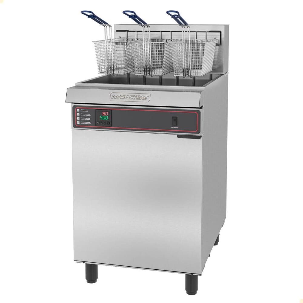 Fritador Água e Óleo Elétrico 3 Cestos Metalcubas FAO 3C 220V Trifásico