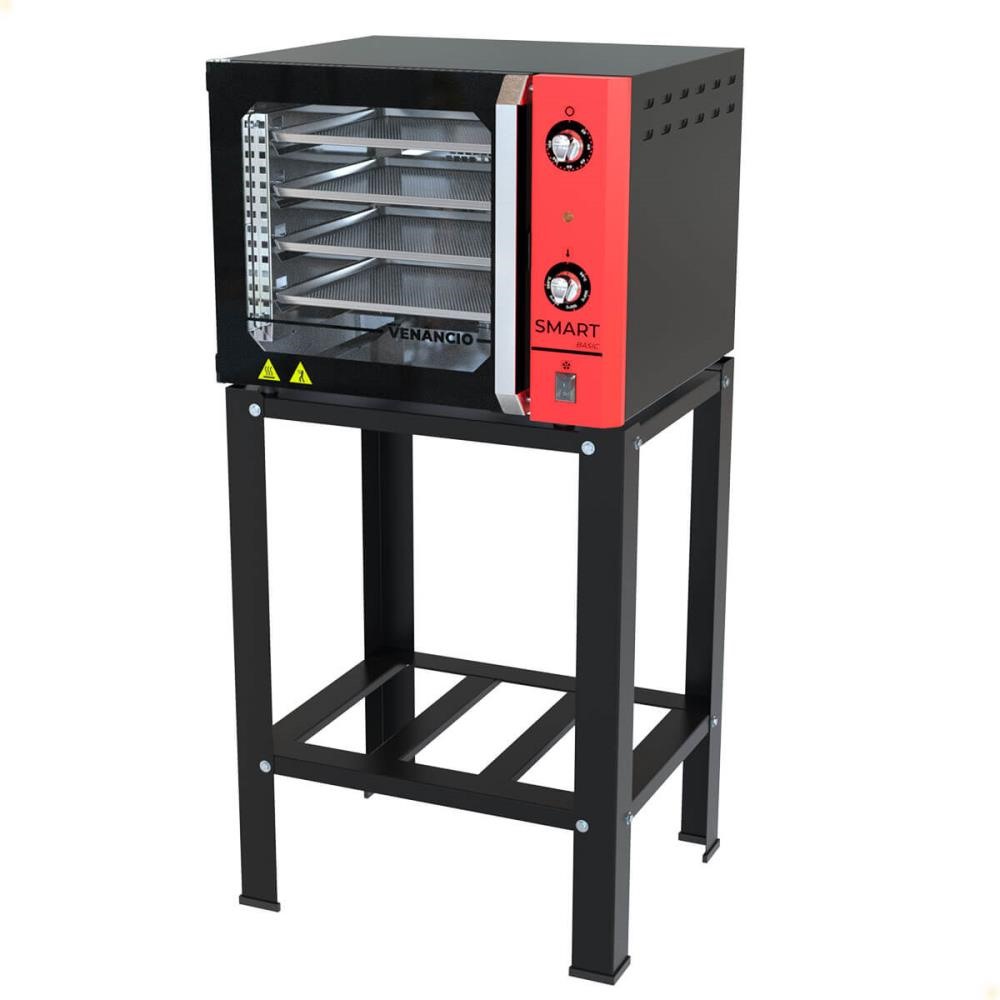 Forno Industrial Convector Venâncio Elétrico Smart Basic Vermelho 4 Esteiras 220v Com Cavalete