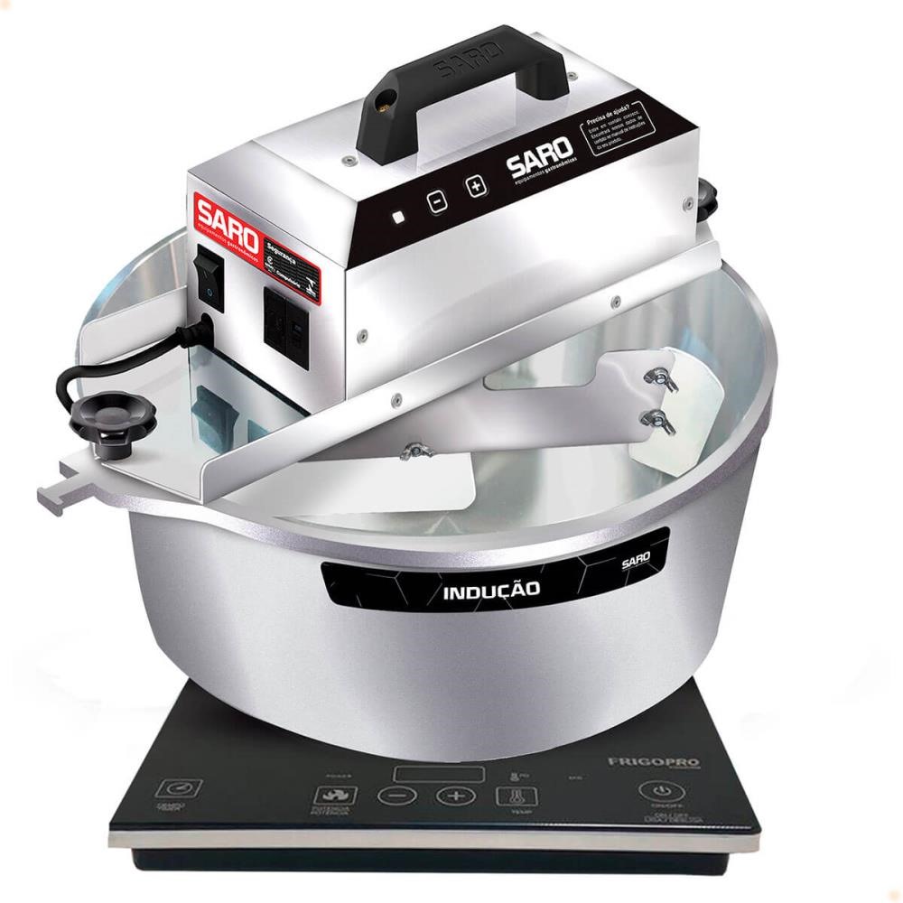 Misturador Elétrico Saro 10 Litros Em Aço Inox Com Fogão De Indução 220V PAF22