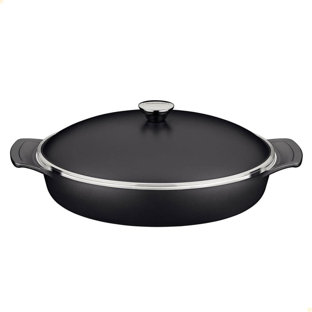 Frigideira Tramontina Lyon Em Alumínio Revestimento Starflon Preto Com Tampa 32 cm 4,3L 20951032