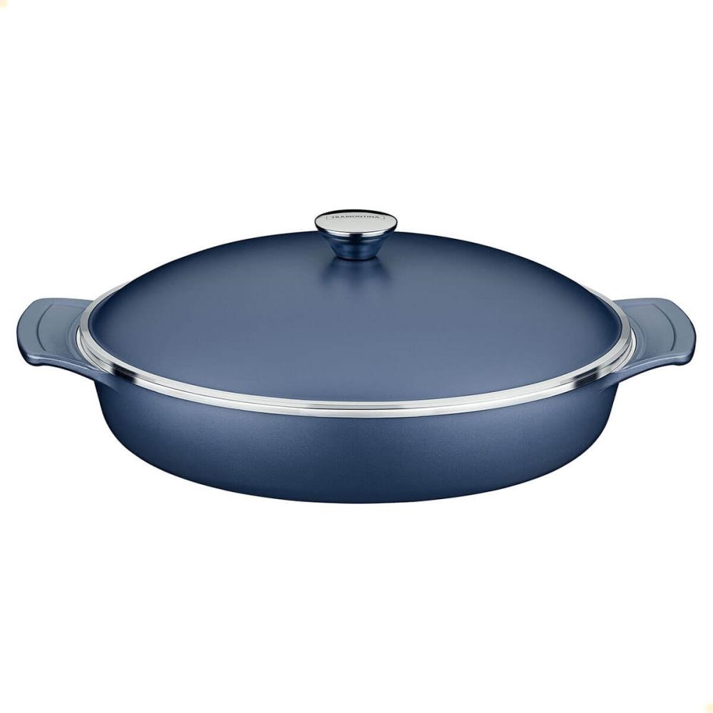 Frigideira Tramontina Lyon Em Alumínio Revestimento Starflon Azul Com Tampa 32 cm 4,3L 20951832