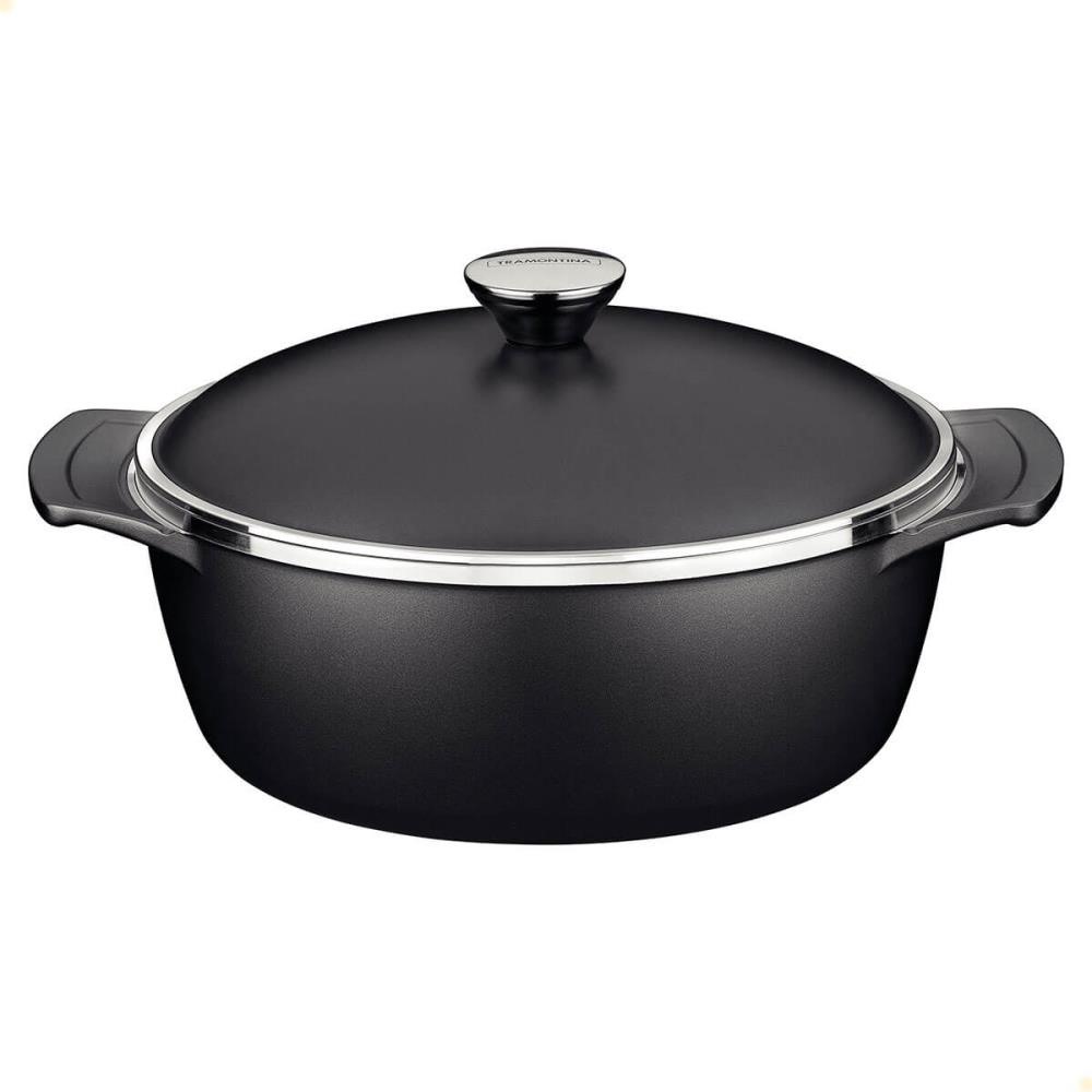 Caçarola Tramontina Lyon Em Alumínio Revestimento Starflon Preto Com Tampa 26 cm 4,6L 20960026
