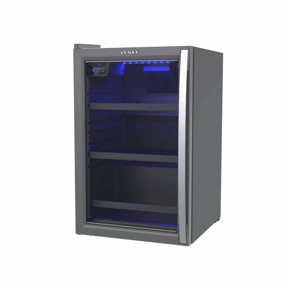 Cervejeira Venax Blue Light 100L Porta Invertida Grafite 127V Prateleiras Reguláveis 29155