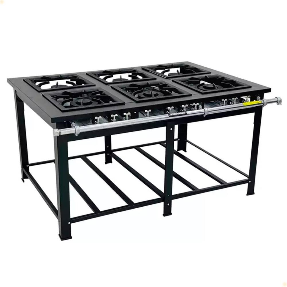 Fogão Industrial Maxi 6 Queimadores Duplo Venâncio Gás Glp Baixa Pressão 15304