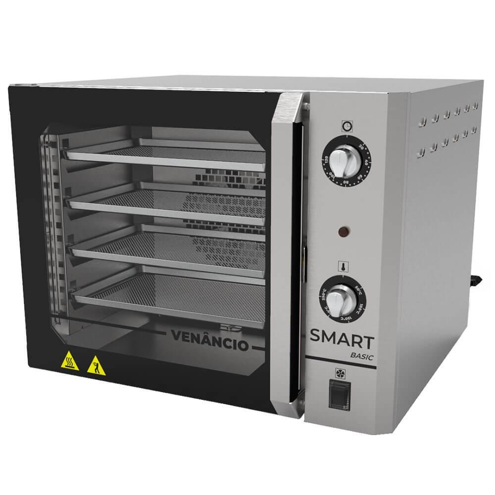 Forno Industrial Convector Venâncio Elétrico Smart Basic 4 Esteira Corpo e Painel Inox 127v FCSB4E