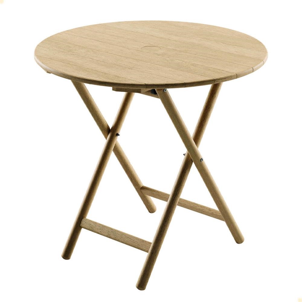Mesa Dobrável Redonda Tramontina Bossa 80x75 cm em Madeira Tauari Natural 13695080
