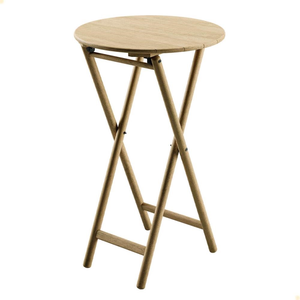 Mesa Dobrável Redonda Alta Tramontina Bossa 60x96 cm em Madeira Tauari Natural 13696080