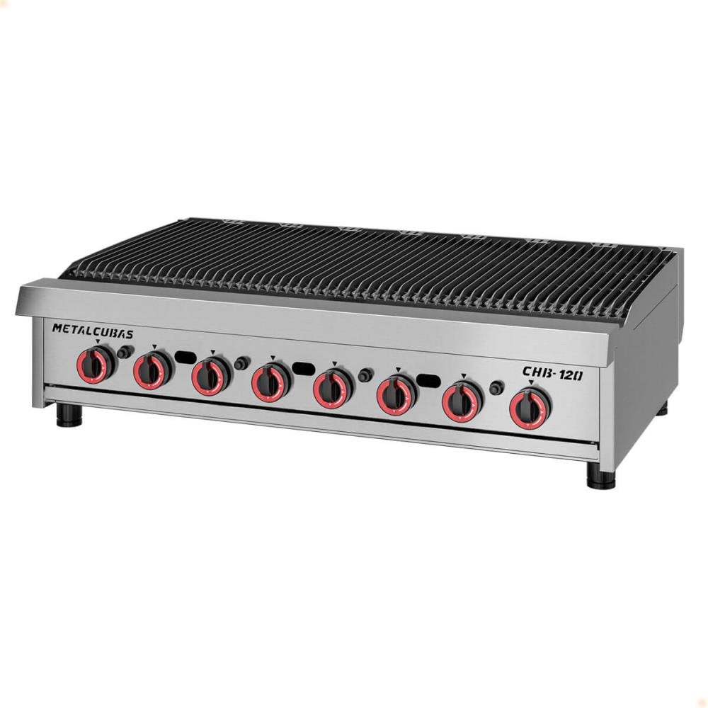 Char Broiler Chapa A Gás Metalcubas CHB 120 120x50cm 8 Queimadores Acendimento Automático