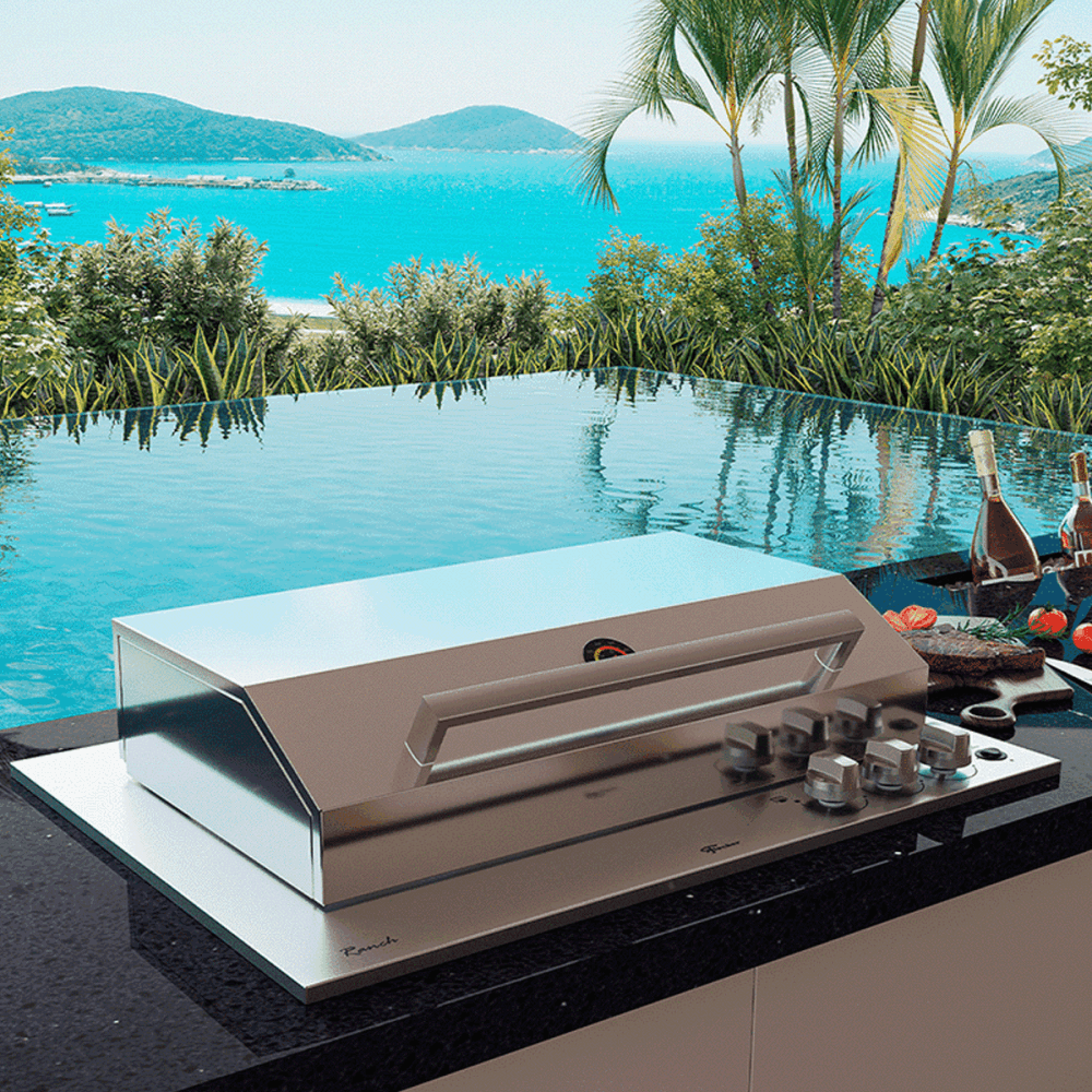 Churrasqueira Cooktop Fischer À Gas Bivolt Com Tampa Inox 31200