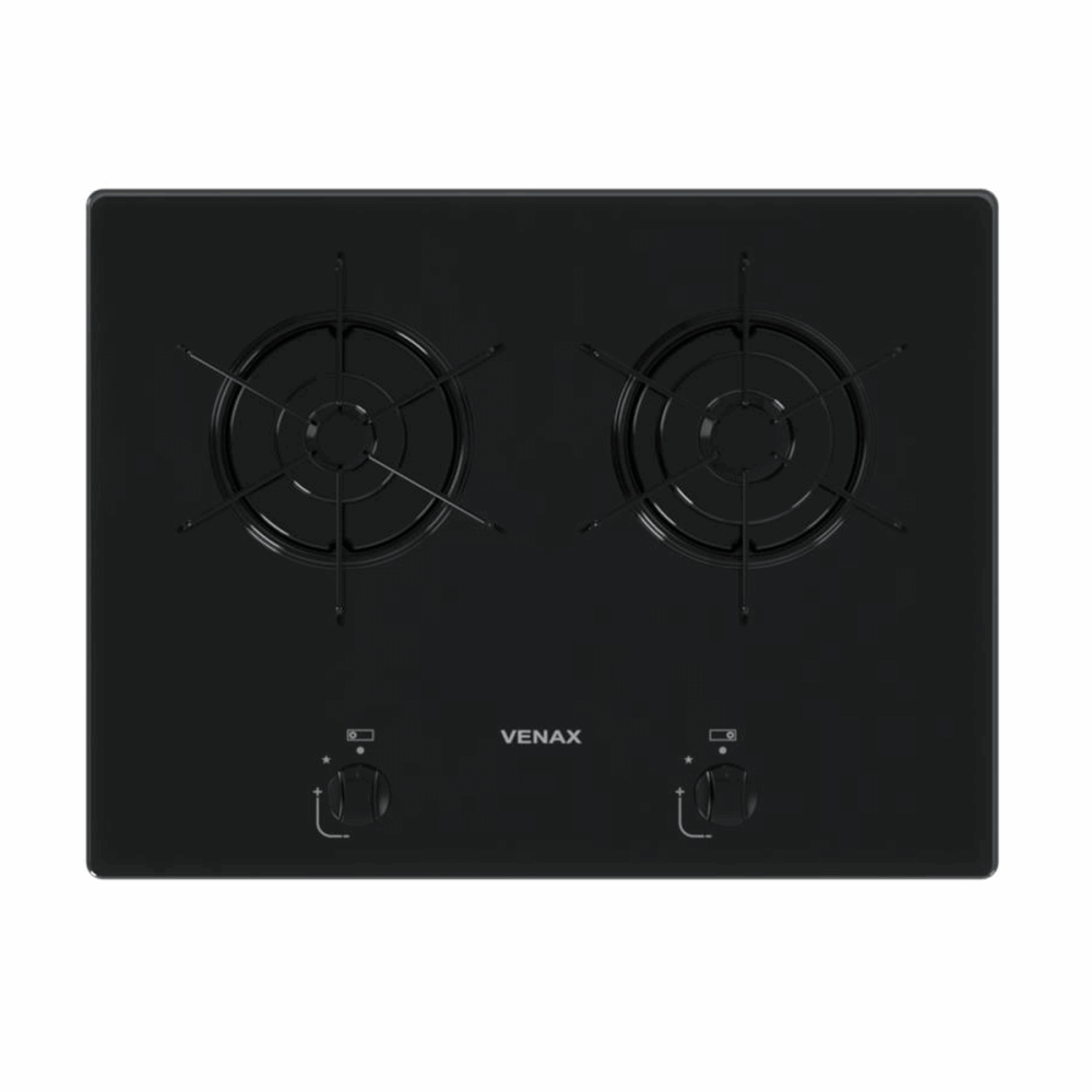 Cooktop Venax Linear Arena 2 Bocas Preto de Embutir a Gás Em Vidro Temperado Bivolt P26180