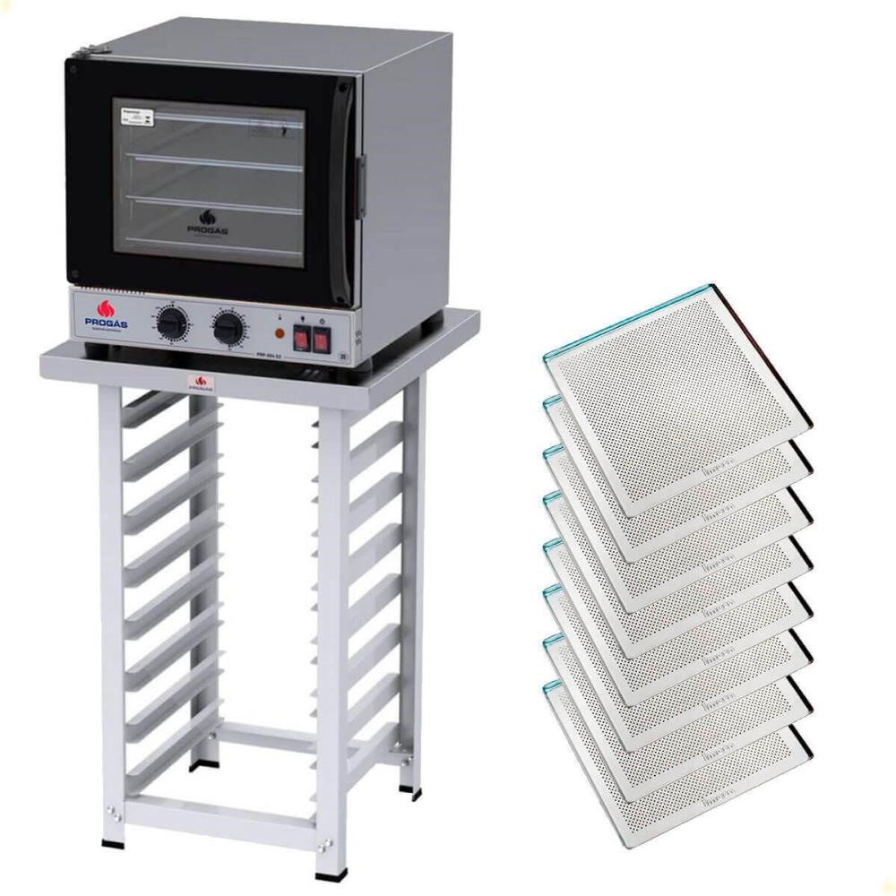 Kit Forno Elétrico Progás Turbo Fast Oven 220V Com Mesa PRP-004 G2 E 8 Bandejas Imeca