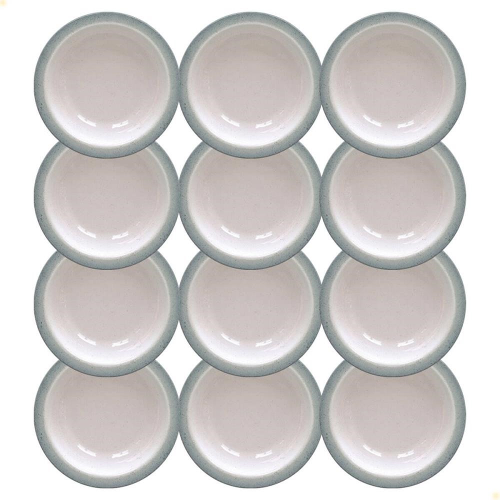 12 Pratos Fundo Tramontina Rústico Cinza em Porcelana Decorada 22 cm 96880005