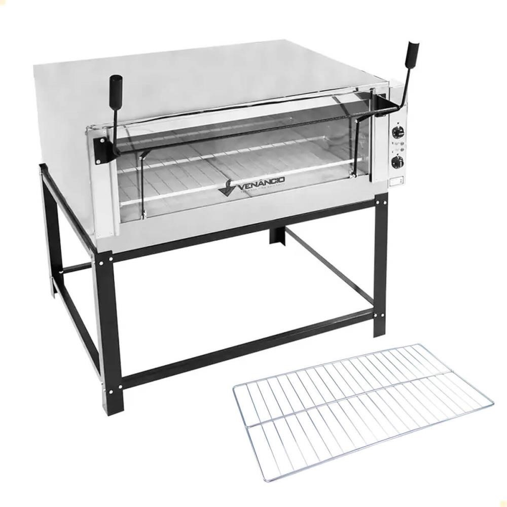 Kit Forno Industrial Venâncio Roma Elétrico Aço Inox Pedra Refratária 220v + Grelha Adicional FERI90