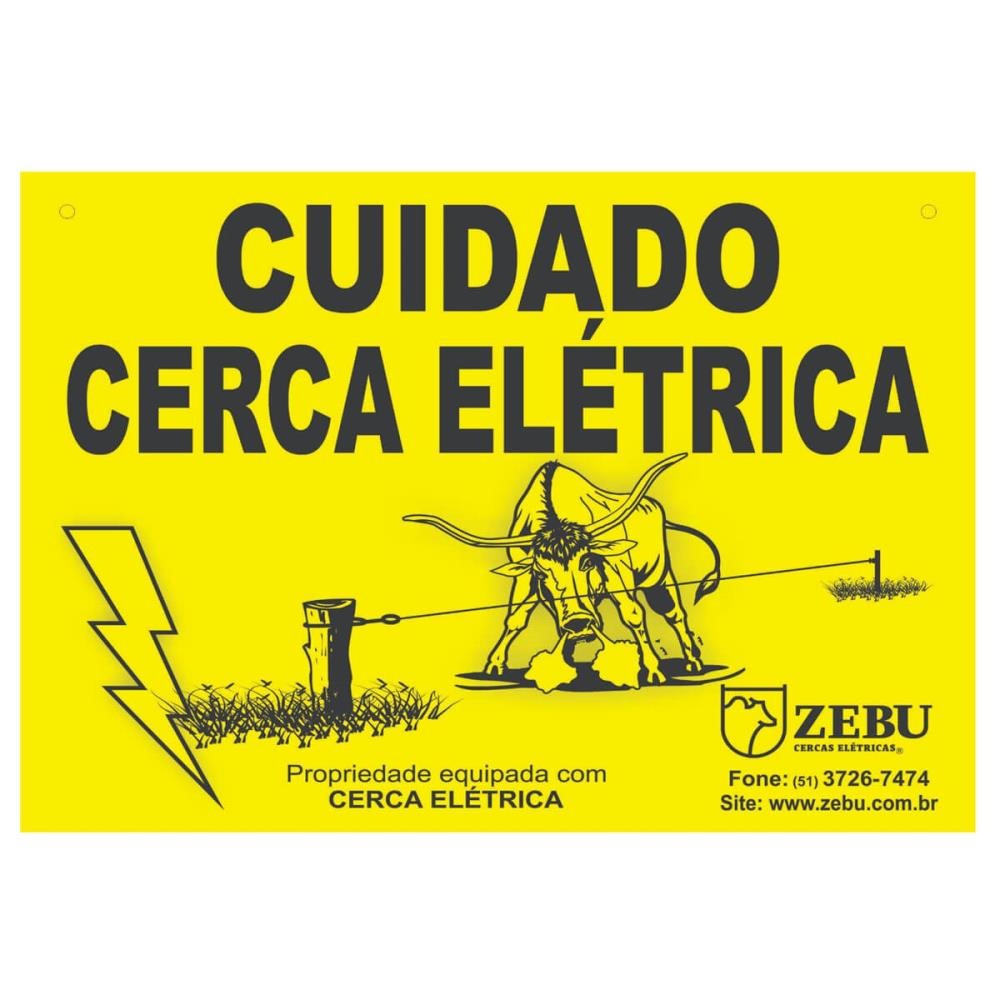 Placa Cuidado Cerca Elétrica Zebu (10un) 40150