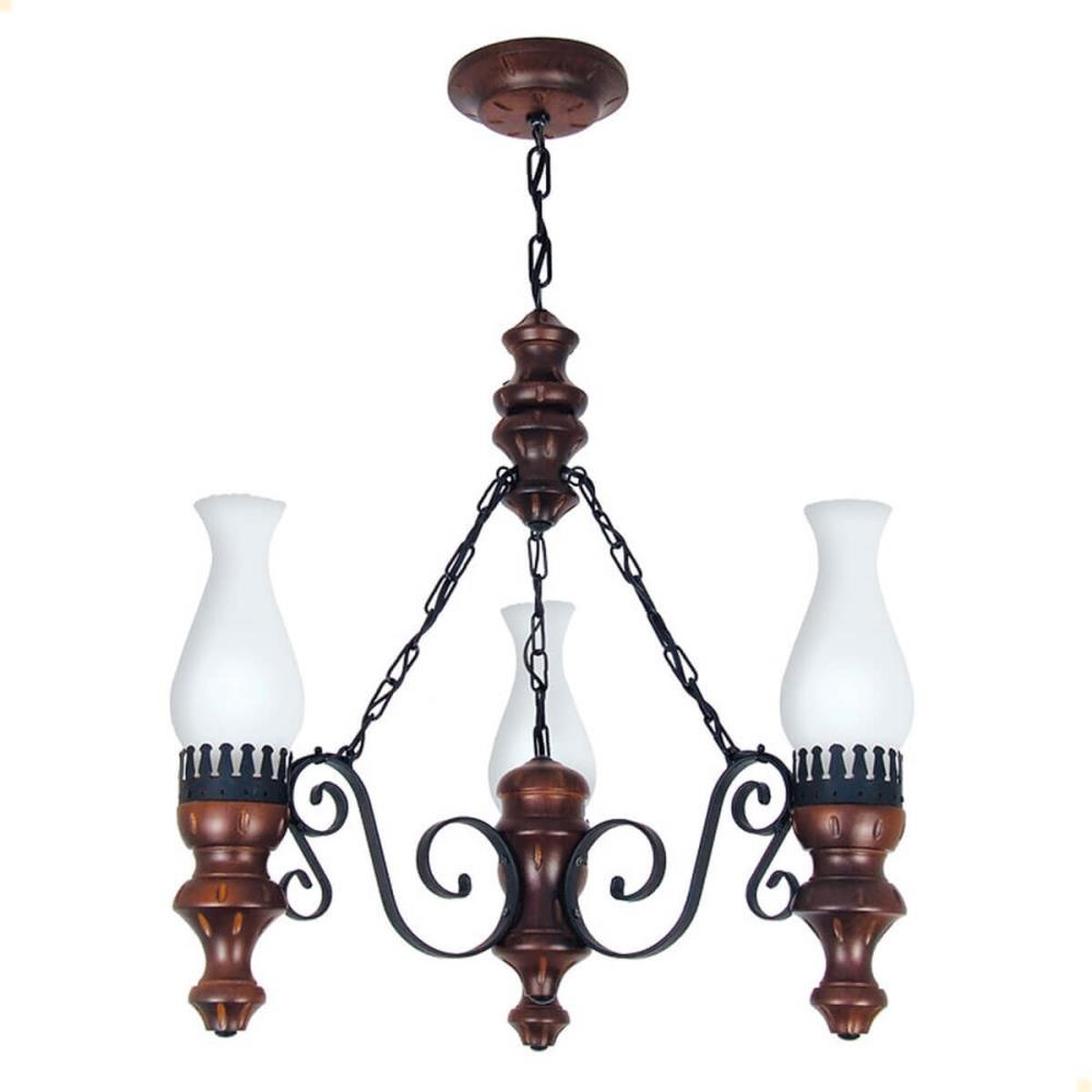 Lustre Muller Rustico 3 Lâmpadas Envelhecido 803E