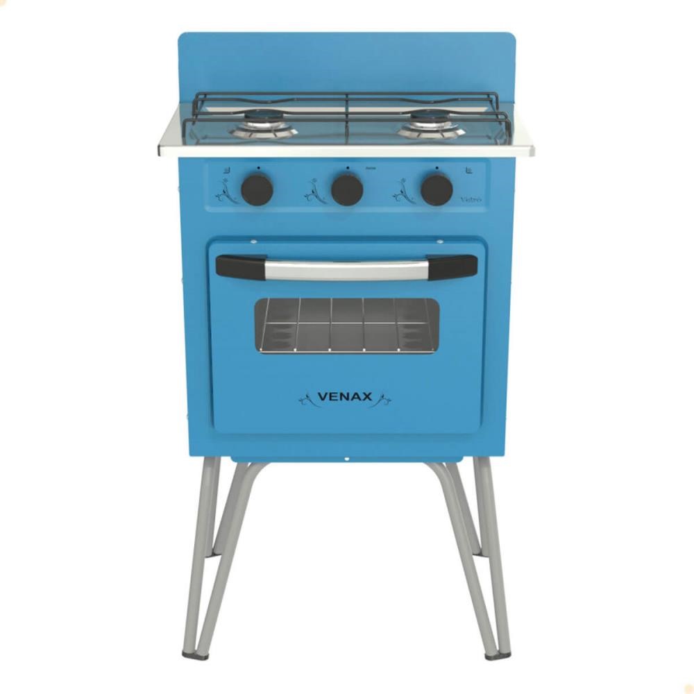Fogão a Gás Venax Gemini 2 Queimadores Vetro Azul GLP 7507
