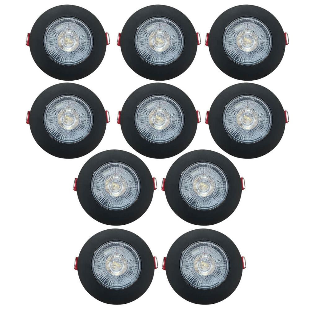 Kit 10 Spots Authentic LED Redondo de Embutir Avant Branco com Corpo Preto Fosco 5w 6500k - Cód 865250576