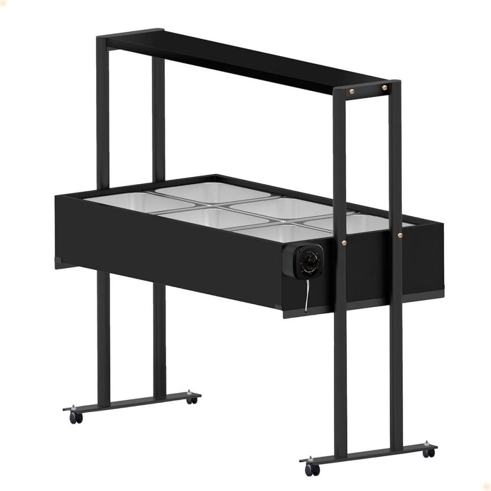 Buffet Térmico Aquecido Saro 6 Cubas Com Tampa Preto 220V BF622