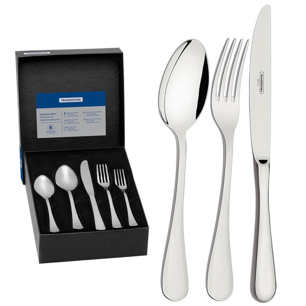 Faqueiro Tramontina Classic Em Aço Inox Facas De Mesa Forjadas Acabamento Brilho 30 Peças 66928190