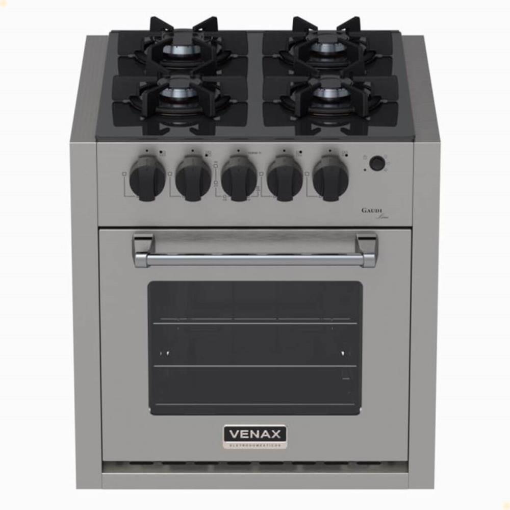 Fogão De Embutir 4 Bocas Venax Gaudi Line Inox 51,8L Gás GLP Automático Bivolt 30299