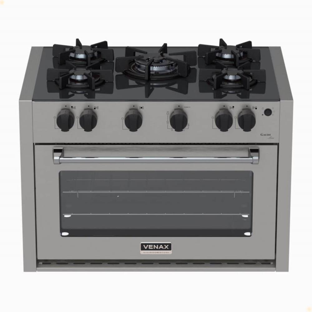 Fogão De Embutir 5 Bocas Venax Gaudi Line Inox 88,3L Gás Automático Bivolt 30305