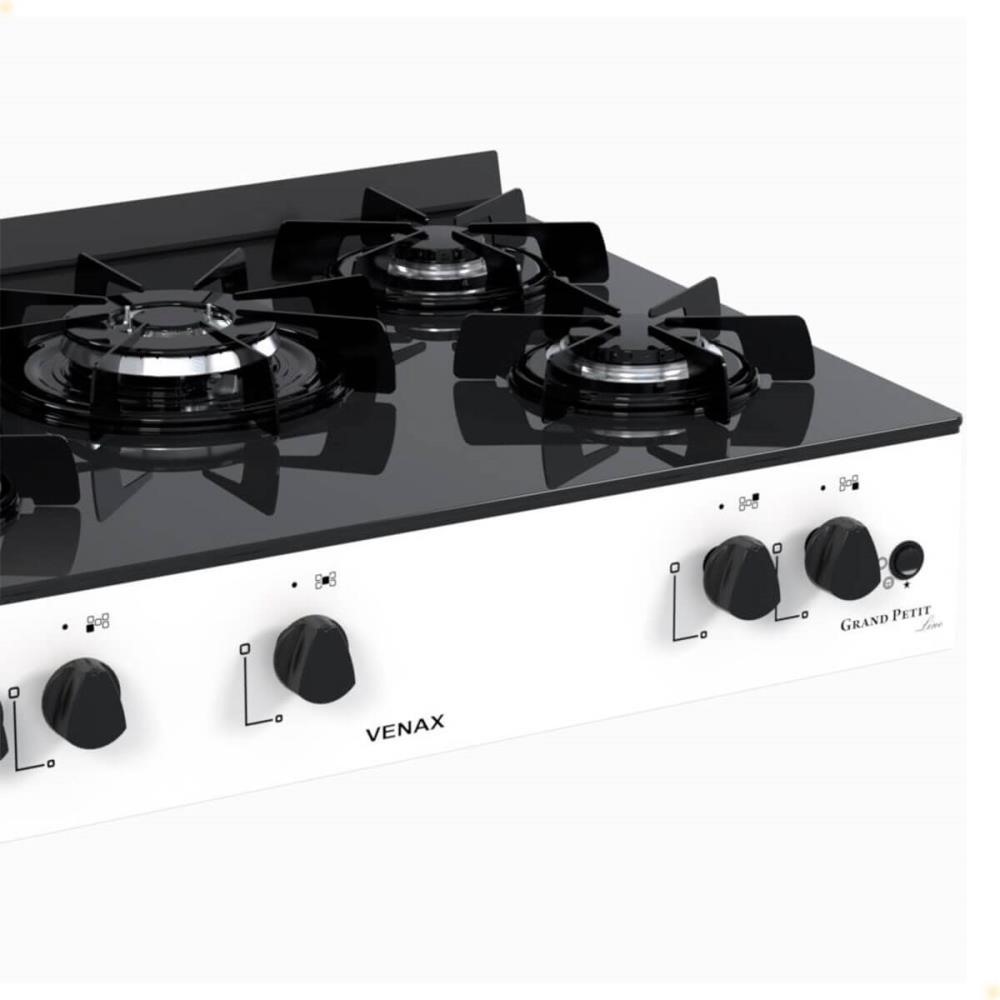 Fogão De Mesa 5 Bocas Venax Grand Petit Line Branco Gás GLP