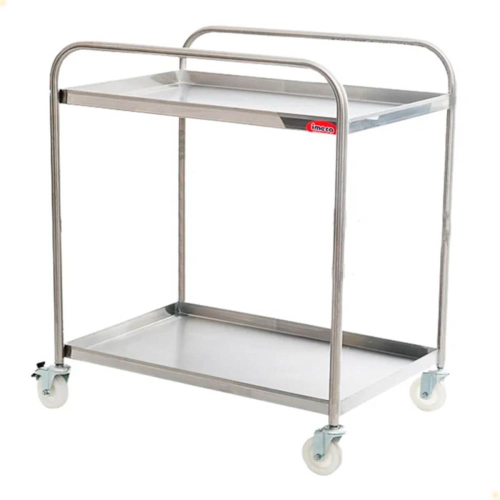 Carrinho Para Transporte Imeca Em Aço Inox 430 C/ 2 Bandejas 52x80 E Rodízios Giratórios 6544