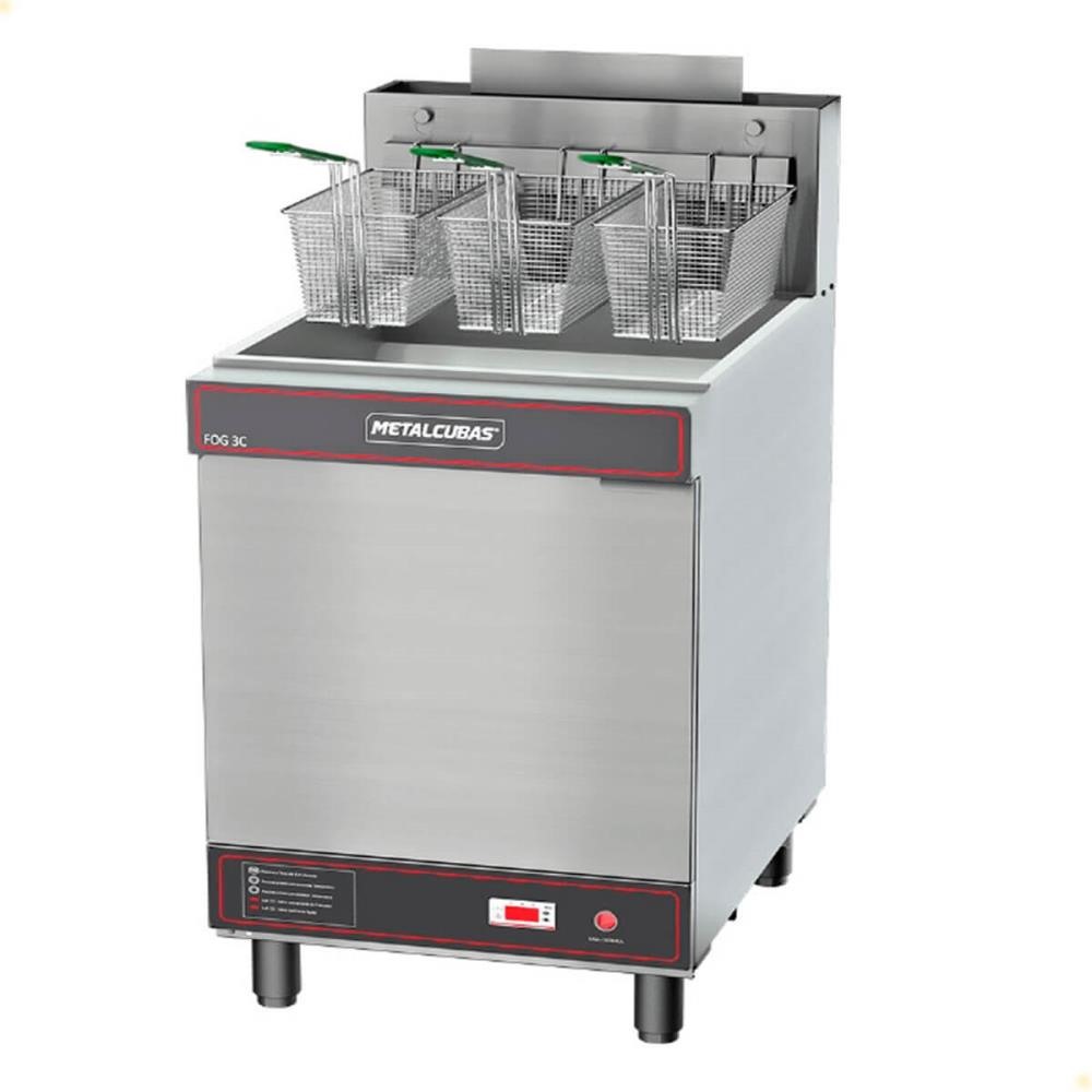Fritador A Óleo Metalcubas FOG 3 Cestos Premium A Gás 45L 220V 24389