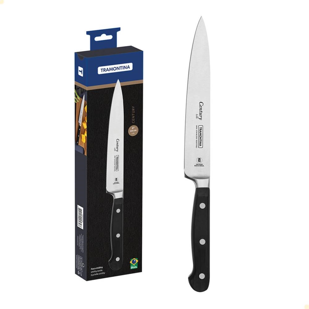 Faca Utility Tramontina Century em Aço Inox e Cabo de Policarbonato e Fibra de Vidro 6" 24010106