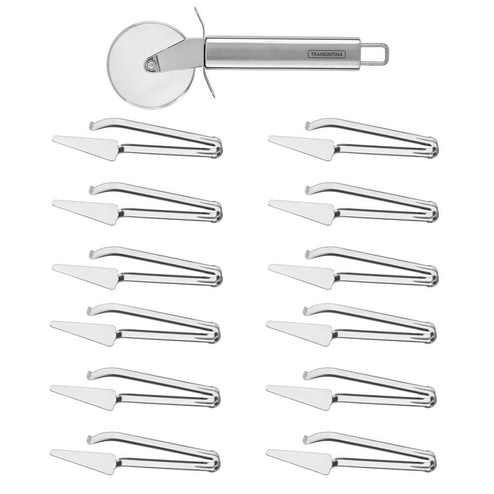 Kit Cortador De Pizza Tramontina Marffim + 12 Pegadores Para Pizza Tramontina Utility 