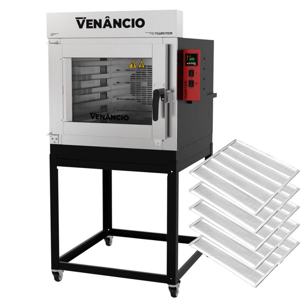 Conjunto Forno Turbo Venâncio Twister A Gás Com Vapor + 5 Esteiras Com Base 127V FVT5G 57391