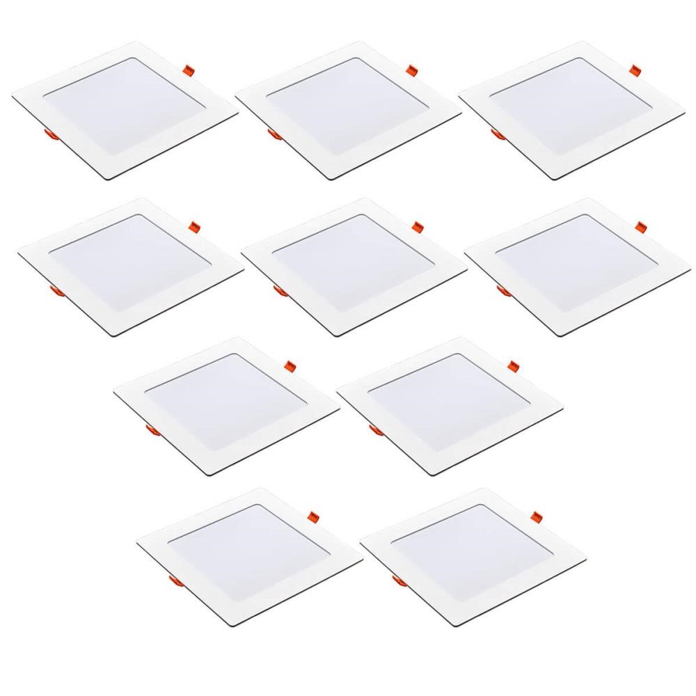 Kit 10 Plafon Painel de Led Avant Pop 24W Branco 6500K 1680 Lúmens Quadrado de Embutir 30x30cm Bivolt