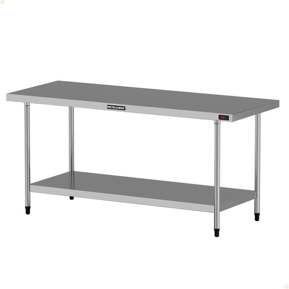 Mesa Aquecida Aço Inox Metalcubas Temperatura Regulável 180x70cm PAM 1800 M 220V