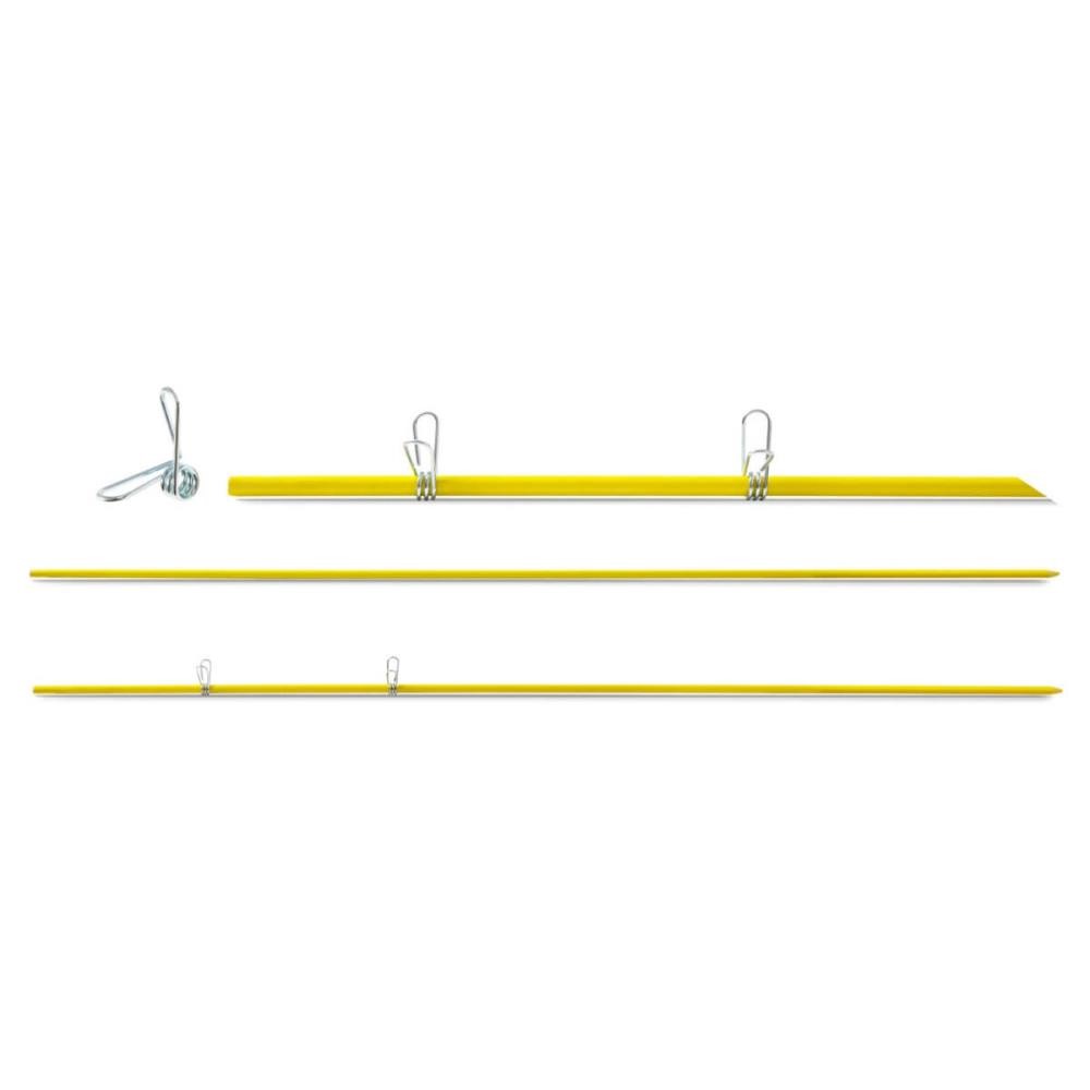 Kit 50 Varetas De Fibra De Vidro Amarelo 120cmx10mm Zebu + 100 Clips De Metal