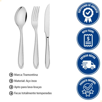 Faqueiro Tramontina Laguna 91 Peças com Facas de Churrasco Inox com Brilho 66906890