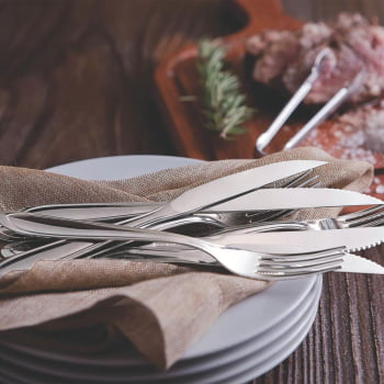 Faqueiro Tramontina Laguna 91 Peças com Facas de Churrasco Inox com Brilho 66906890