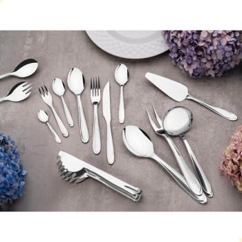 Faqueiro Tramontina Laguna 91 Peças com Facas de Churrasco Inox com Brilho 66906890