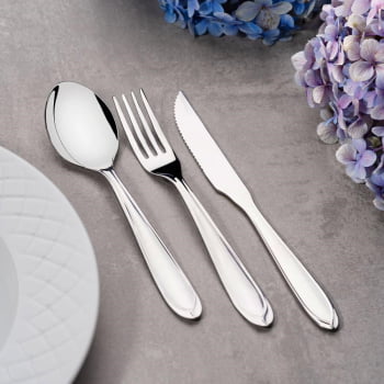 Faqueiro Tramontina Laguna 91 Peças com Facas de Churrasco Inox com Brilho 66906890
