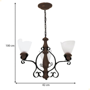 Lustre Muller Artis 3 Lâmpadas Envelhecido 7033E