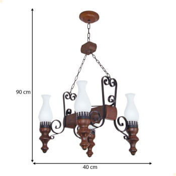 Lustre Muller Rustico 4 Lâmpadas Envelhecido 724E