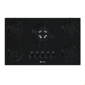 Cooktop Venax Arena 5 Queimadores Vidro Temperado Preto Gás GLP 7288 Cooktop Venax Arena 5 Queimadores Vidro Temperado Preto Gás GLP 7288