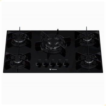 Cooktop Venax Arena 5 Queimadores Vidro Temperado Preto Gás GLP 7288