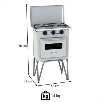 Fogão a Gás Venax Gemini 2 Queimadores Branco com Tampa de Metal Gás GLP 7519