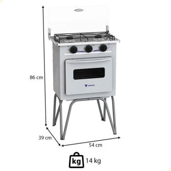 Fogão a Gás Venax Gemini 2 Queimadores Branco com Tampa de Vidro GLP 7523