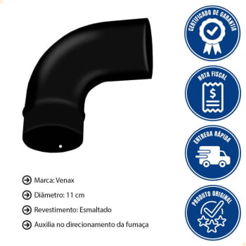 Curva para Chaminé Venax Esmaltada Preto 110 mm 7578