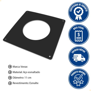 Arremate para Chaminé Venax Com Revestimento Esmaltado para Fogão a Lenha Cor Preto 7599