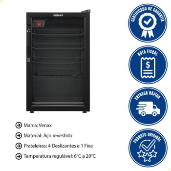 Adega NGV 100 Para 24 Garrafas Na Cor Preto Fosco 127 V Cód.7838