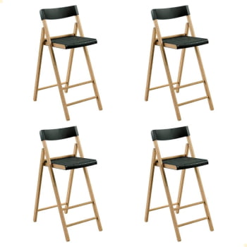Kit 4 Banquetas Dobrável Alta com Encosto Tramontina Potenza Preto Madeira Tauari Natural 13700380 Kit 4 Banquetas Dobrável Alta com Encosto Tramontina Potenza Preto Madeira Tauari Natural 13700380