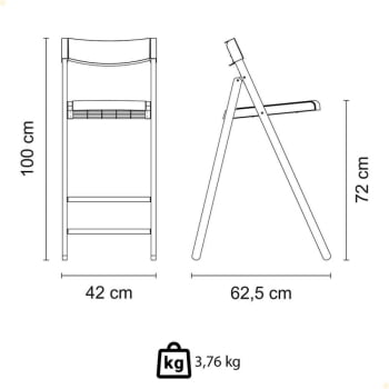 Banqueta Dobrável Alta com Encosto Tramontina Potenza Preto Madeira Tauari Natural 13700380